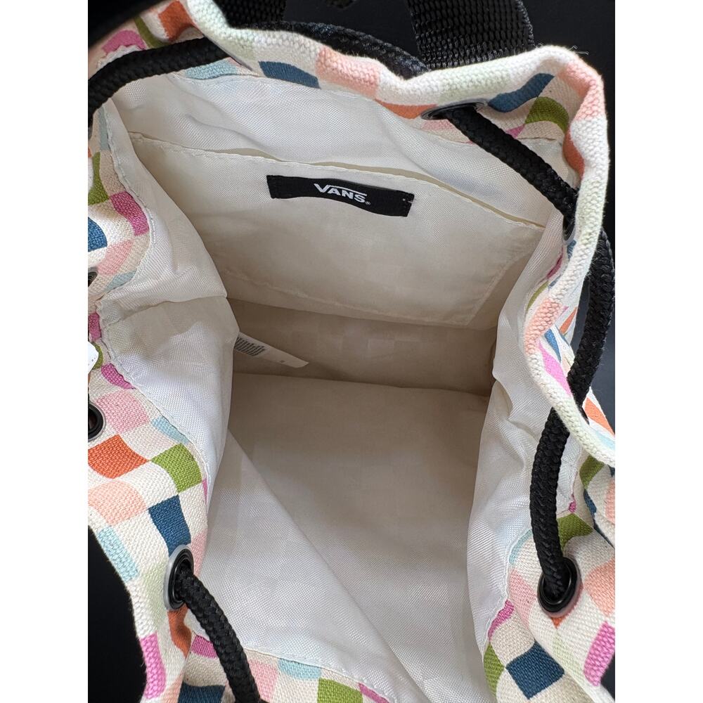 Vans Mini Backpack Pastel Checkerboard Canvas Drawstring Bag Multicolor Travel - Picture 11 of 11